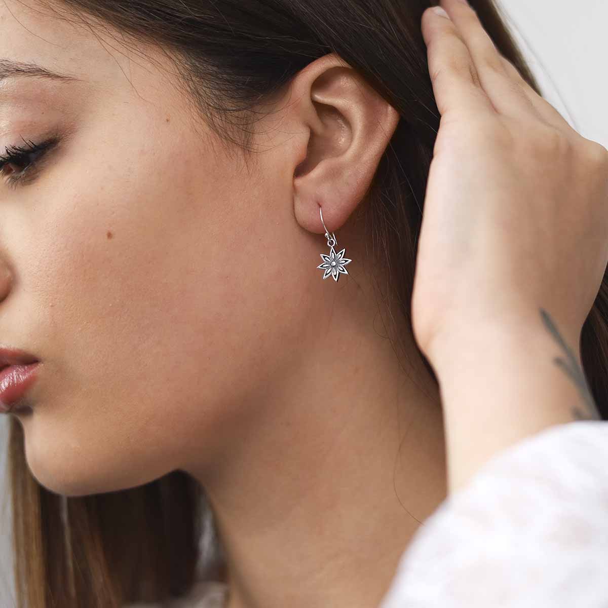 Sterling Silver Azelea Dangly Earrings