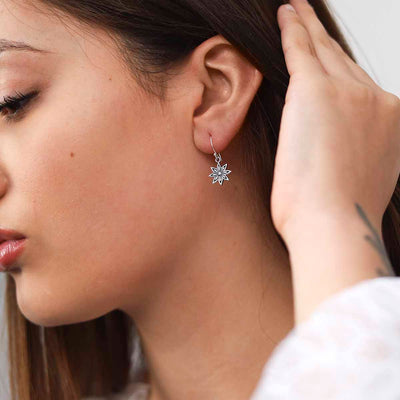 ML995E Sterling Silver Azelea Dangly Earrings Model