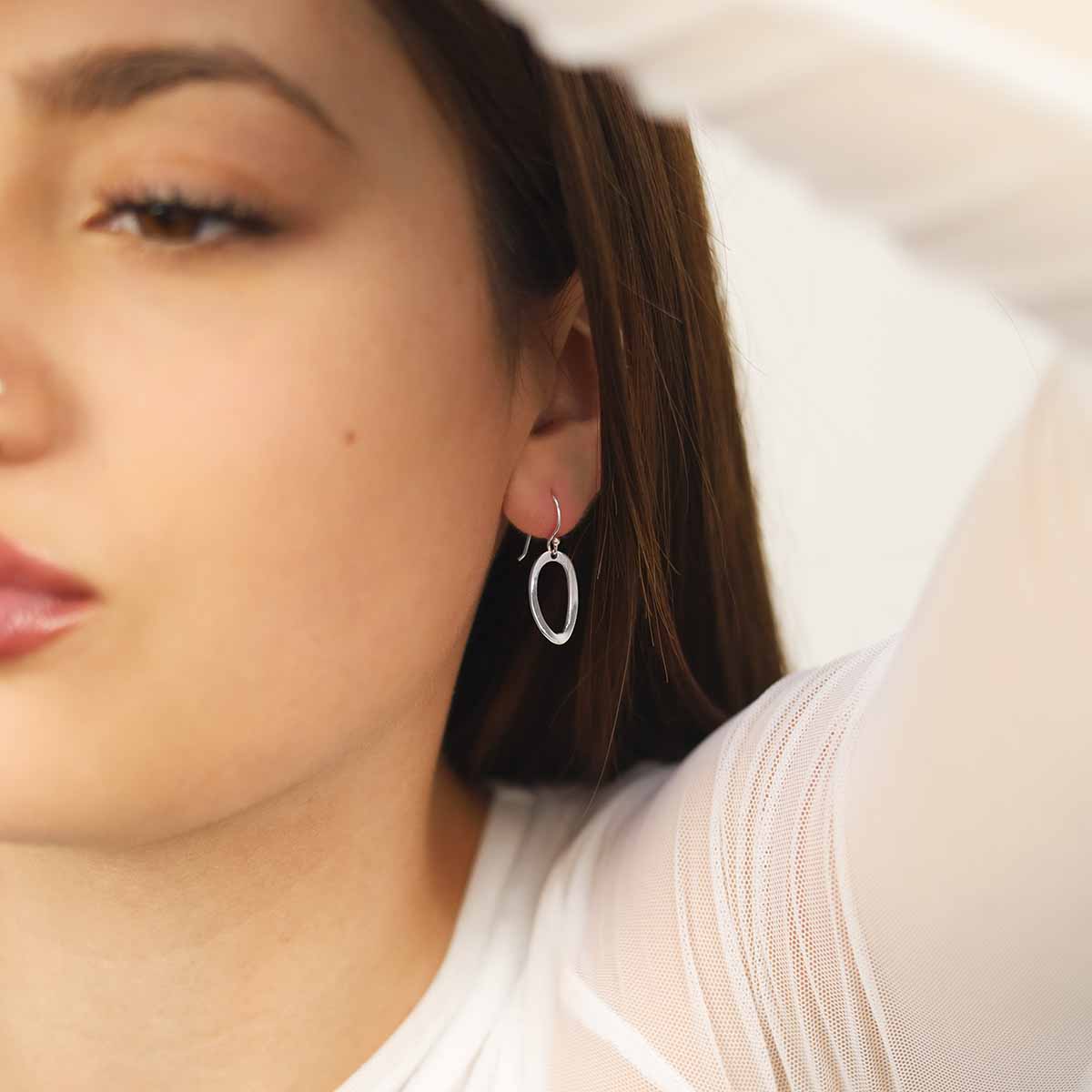 Sterling Silver Oval Ripple Earrings