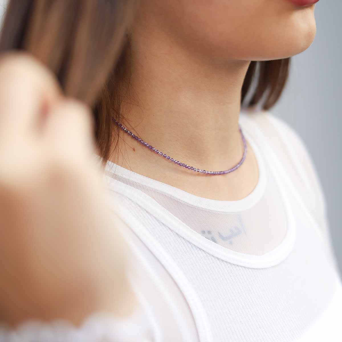 Amethyst Gemstone Beaded Necklace