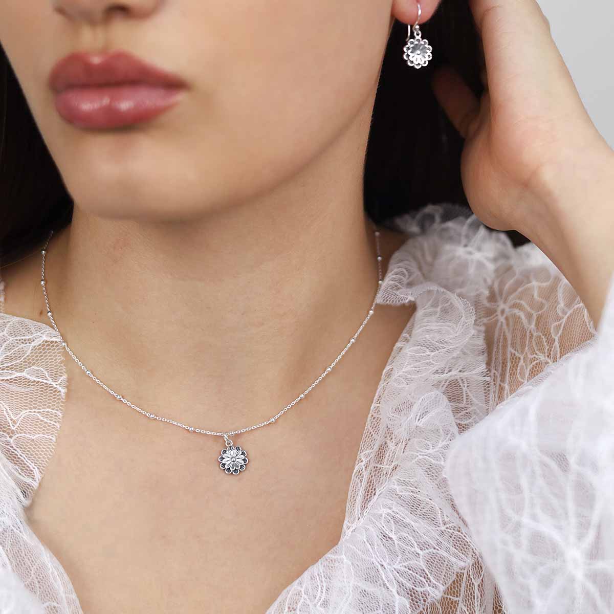 Sterling Silver Pretty Petals Dangly Earrings
