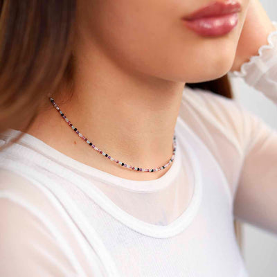 ML844 Sunset Mixed Gemstone Beaded Necklace Model