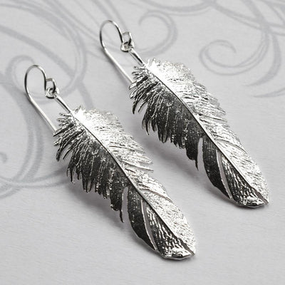 MJ0295E Silver Feather Drop Earrings cf1d7b84 b7ad 4b09 a96b 2481627e83b4