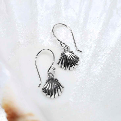 ML997 Sterling Silver Clam Shell Dangly Earrings 6