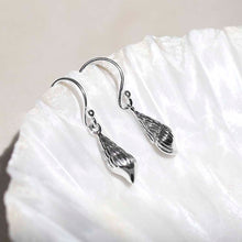 ML996 Sterling Silver Spiral Shell Dangly Earrings 1