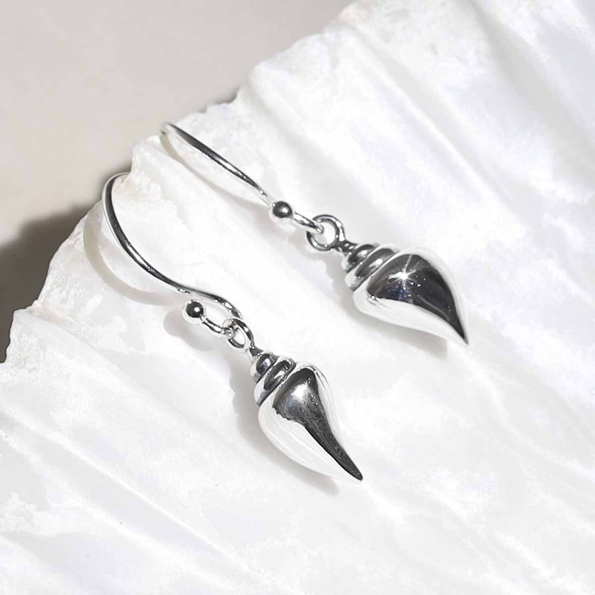 Sterling Silver Sea Shell Dangly Earrings