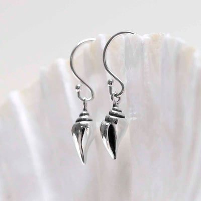 ML998 Sterling Silver Sea Shell Dangly Earrings 1
