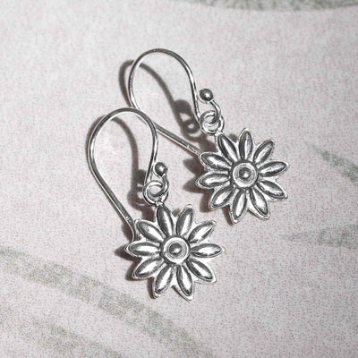 ML993 Sterling Silver Dahlia Dangly Earrings 1