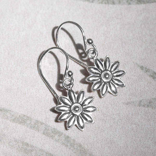 ML993 Sterling Silver Dahlia Dangly Earrings 1
