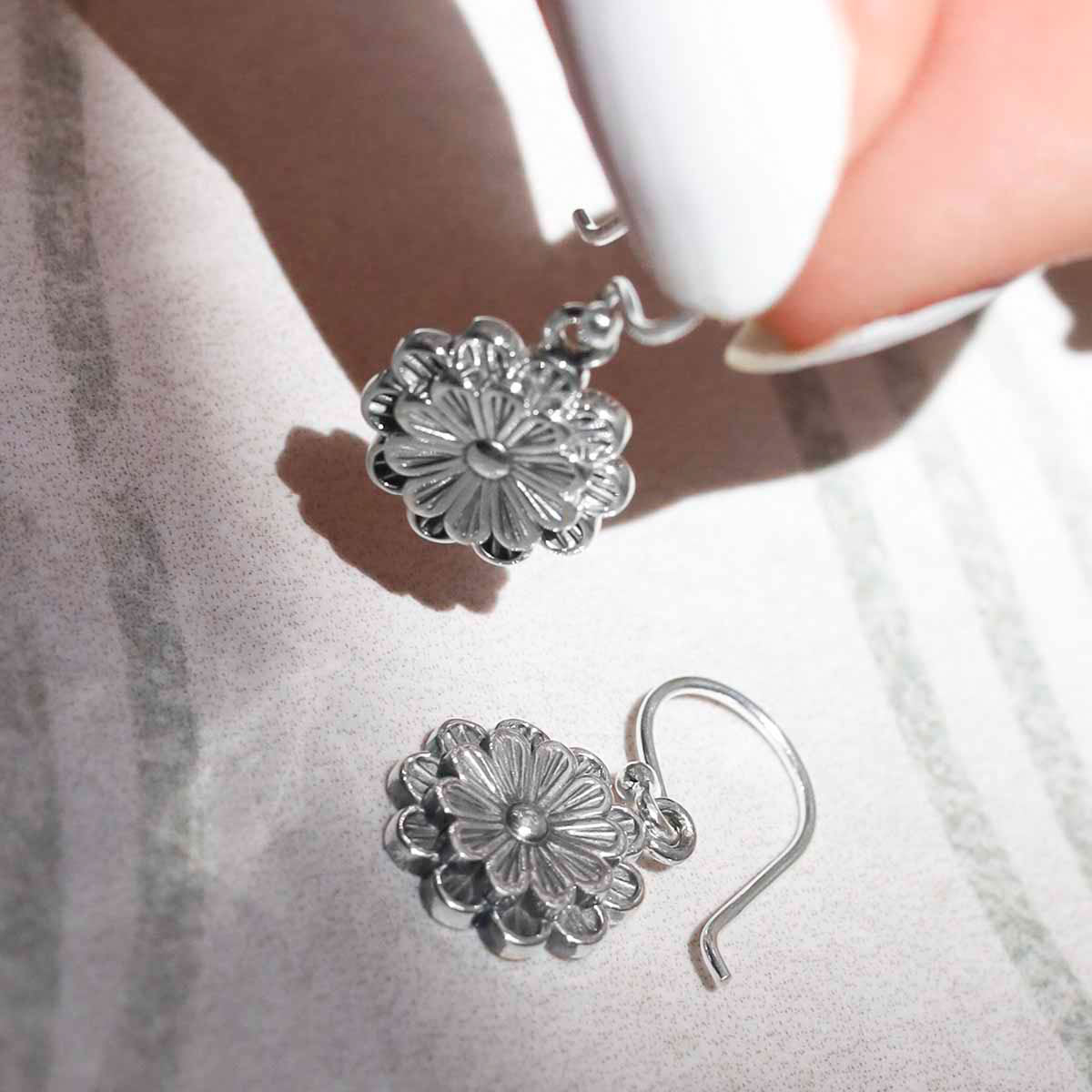Sterling Silver Pretty Petals Dangly Earrings