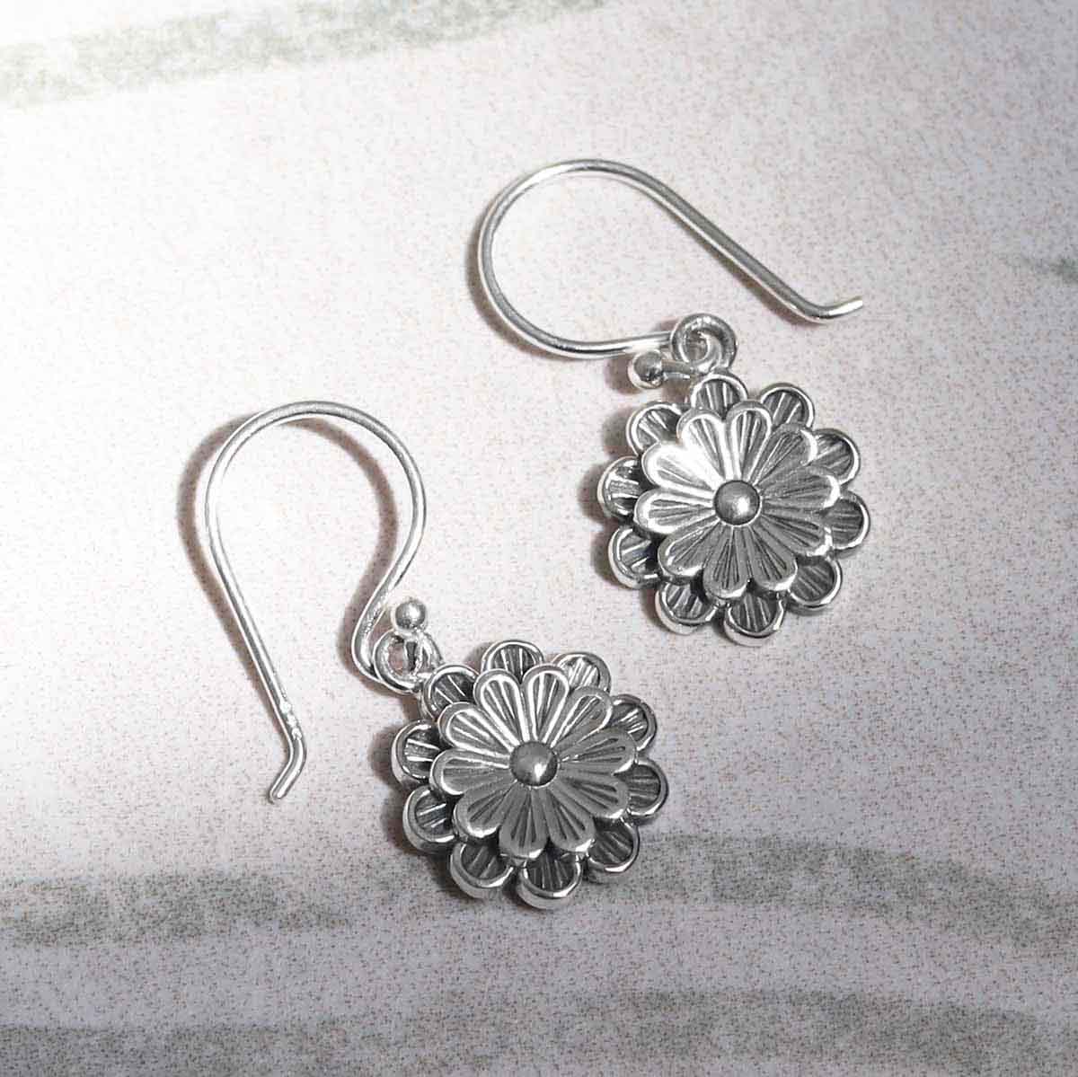 Sterling Silver Pretty Petals Dangly Earrings