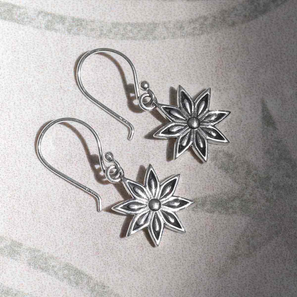 Sterling Silver Azelea Dangly Earrings