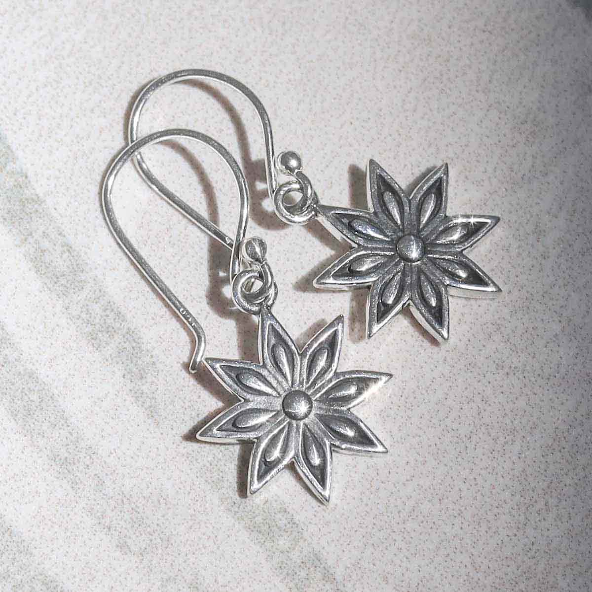 Sterling Silver Azelea Dangly Earrings