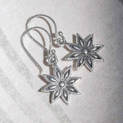 ML995E Sterling Silver Azelea Dangly Earrings 1