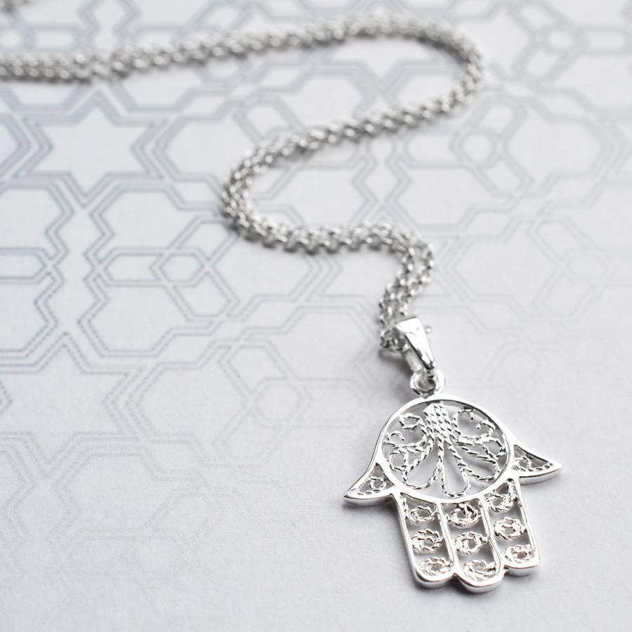 Sterling Silver Dangly Fatima Hand Earrings