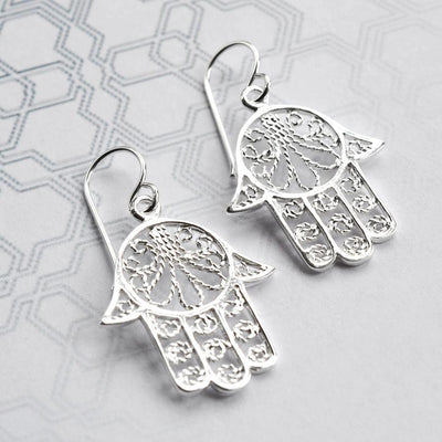 MJ0294E Silver Fatima Hand Earrings ac240868 9e42 495a aee6 916de9dde0a9