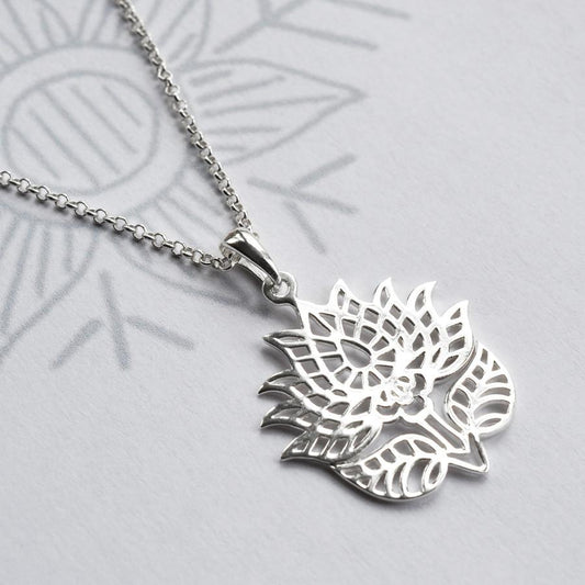 MJ0292N Silver Flowering Lotus Necklace 79ff25e8 4002 478c 81f7 9a363cd9c718