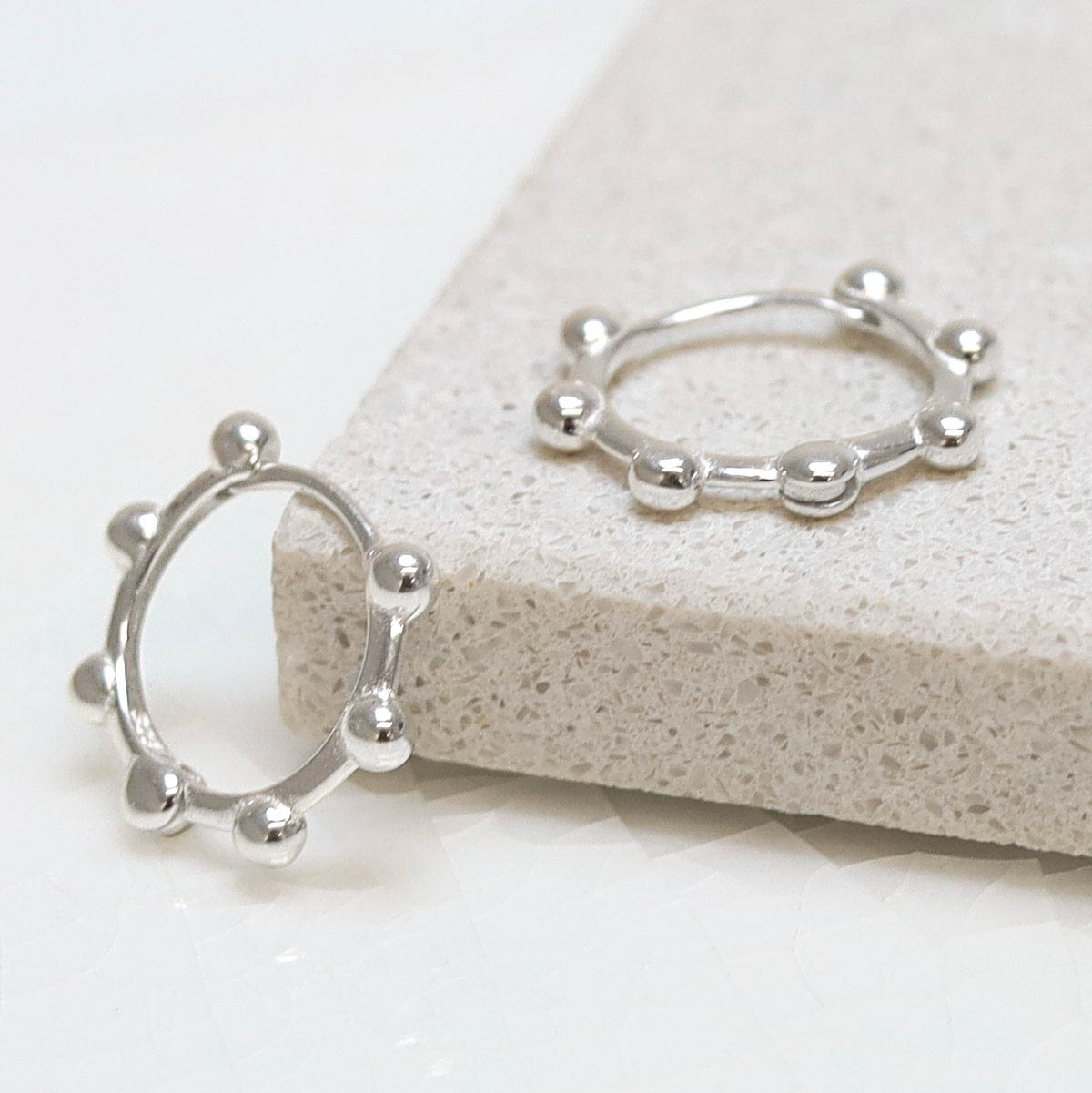 Sterling Silver Satellite Mini Hoops