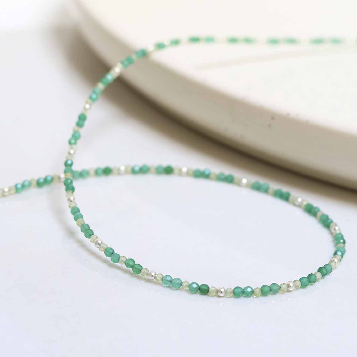 Green Agate Gemstone Beaded Necklace