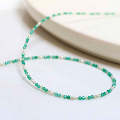 ML843 Green Agate Gemstone Beaded Necklace 1