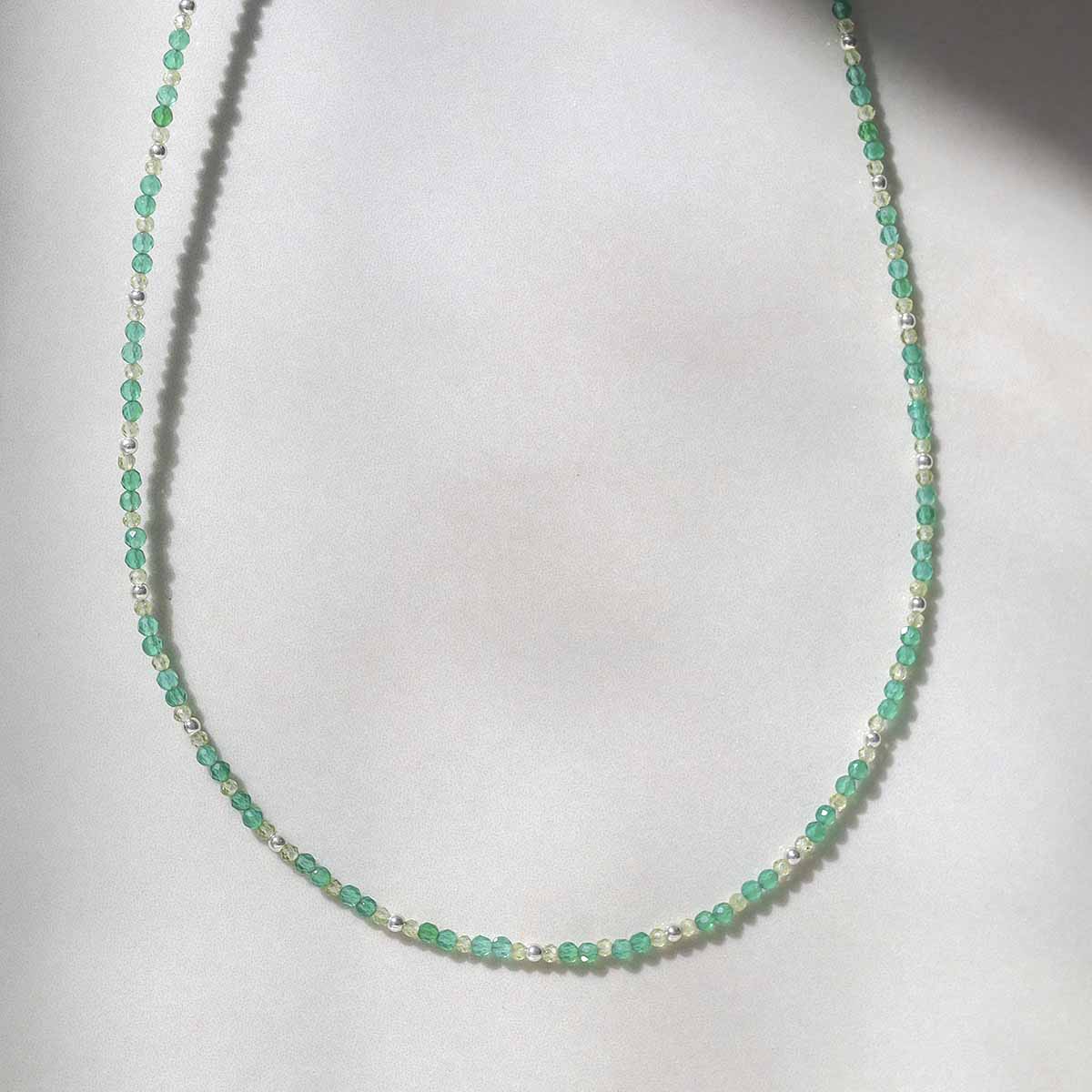 Green Agate Gemstone Beaded Necklace