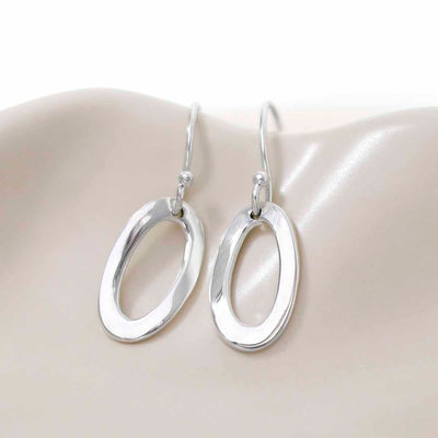 ML849S Sterling Silver Oval Ripple Earrings 1