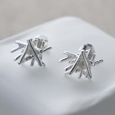 MJ0097 Silver twig Stack Earrings