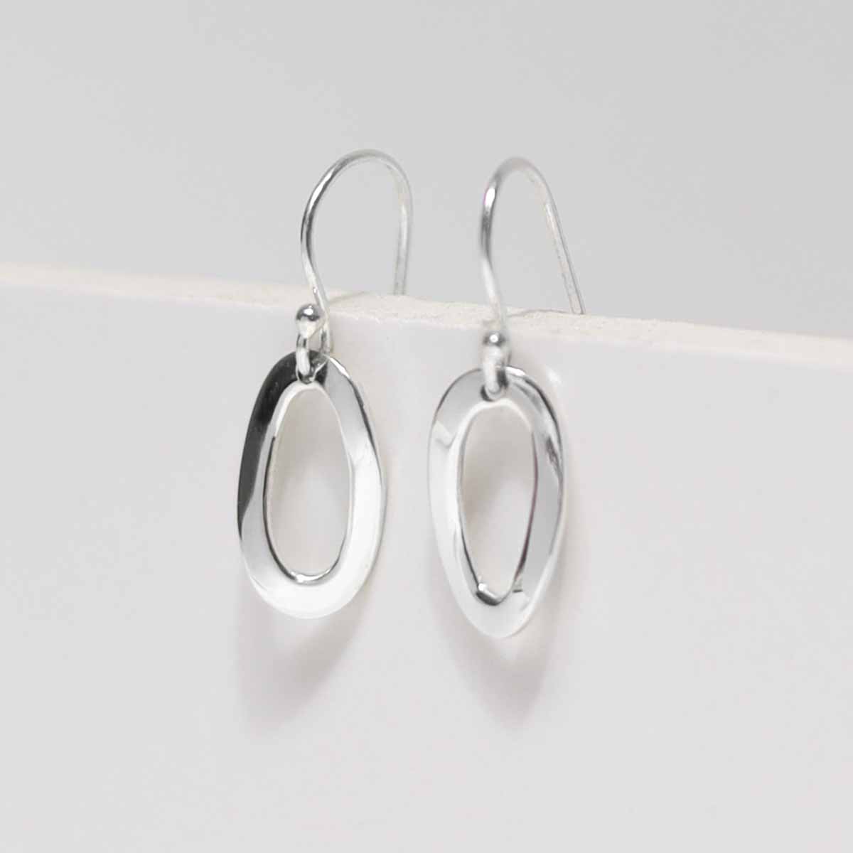 Sterling Silver Small Oval Ripple Earrings