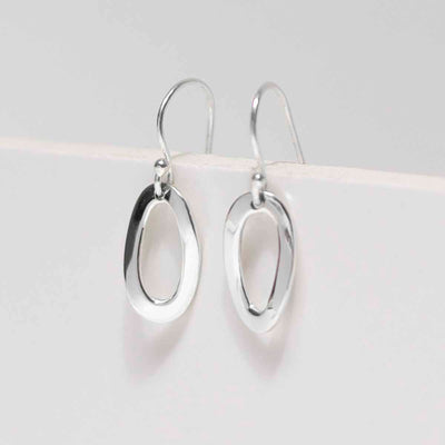 ML849S Sterling Silver Oval Ripple Earrings 2