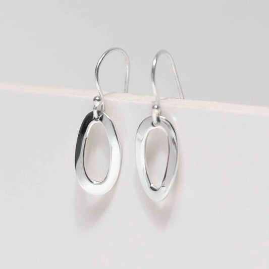 ML849S Sterling Silver Oval Ripple Earrings 2