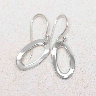 ML849S Sterling Silver Oval Ripple Earrings 3