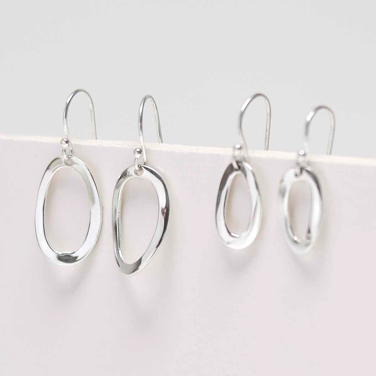 Sterling Silver Oval Ripple Earrings