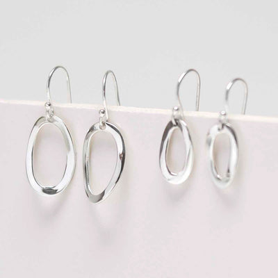 ML849LS Sterling Silver Oval Ripple Earrings Group