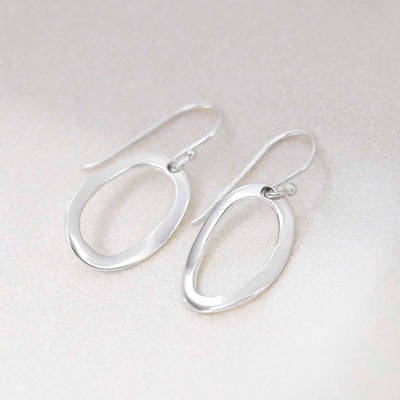 ML849L Sterling Silver Oval Ripple Earrings 1