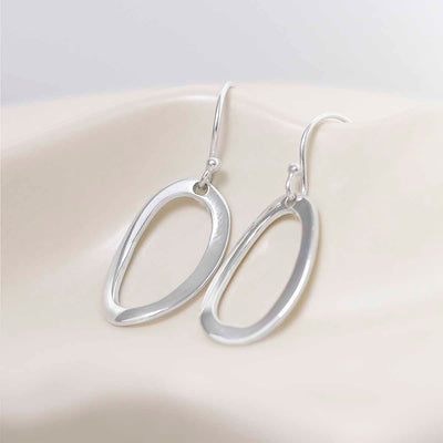 ML849L Sterling Silver Oval Ripple Earrings 2