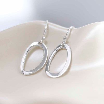 ML849L Sterling Silver Oval Ripple Earrings 3 copy