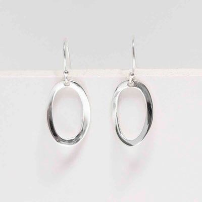 ML849L Sterling Silver Oval Ripple Earrings 3