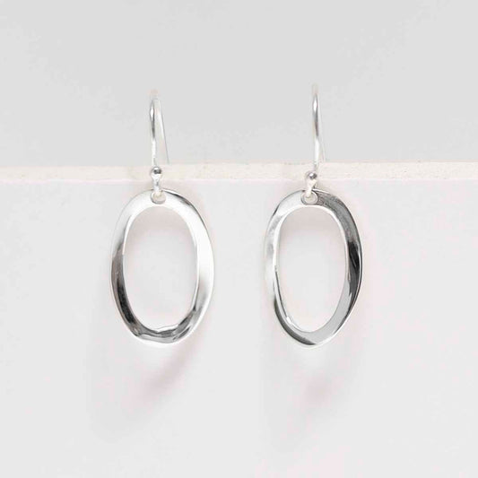 ML849L Sterling Silver Oval Ripple Earrings 3