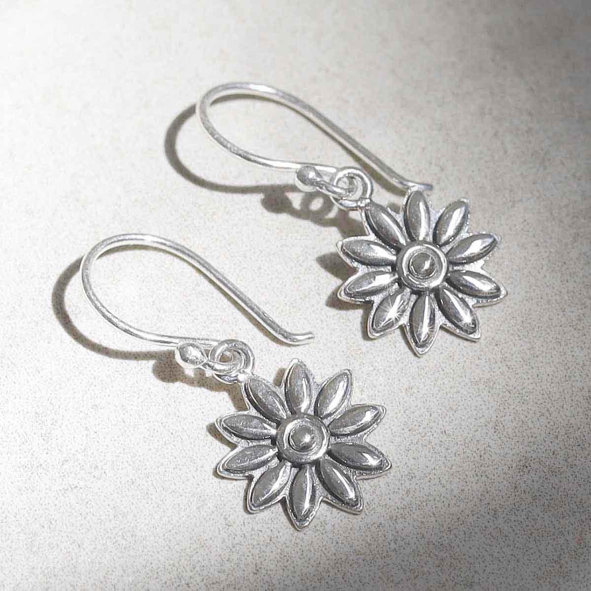 Sterling Silver Dahlia Dangly Earrings