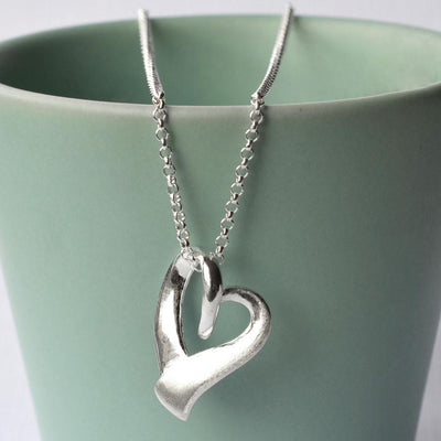 Silver Ribbon Heart Necklace MJ0239 3 96e8765d bd2d 4529 ba44 60f2a78350dc