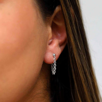 ML769 Sterling Silver Oval Chain Studs Model