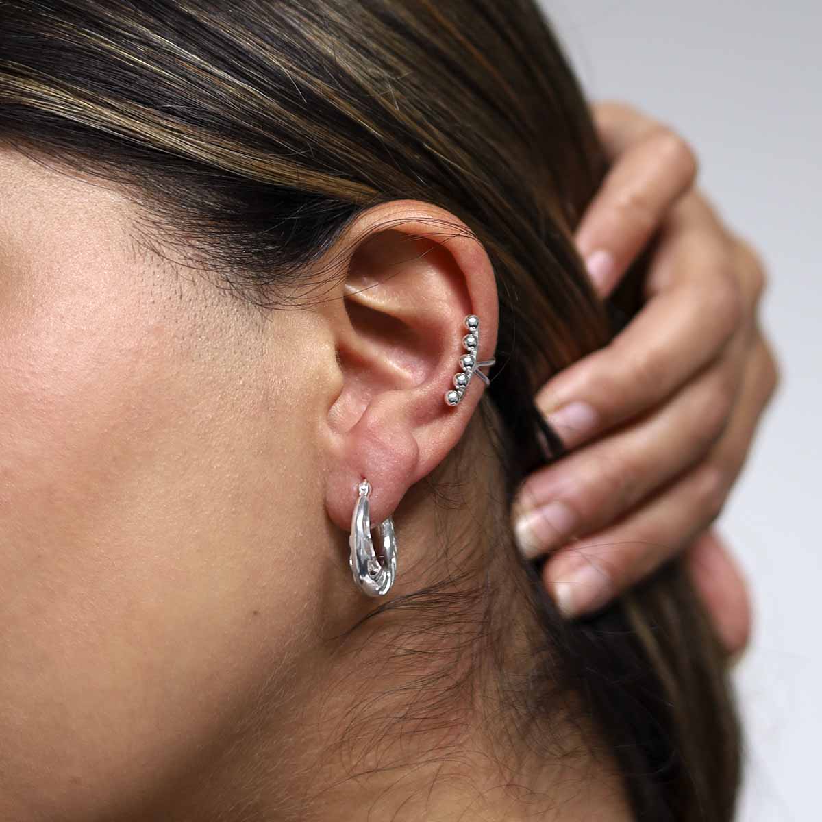 Sterling Silver Ball Ear Cuffs