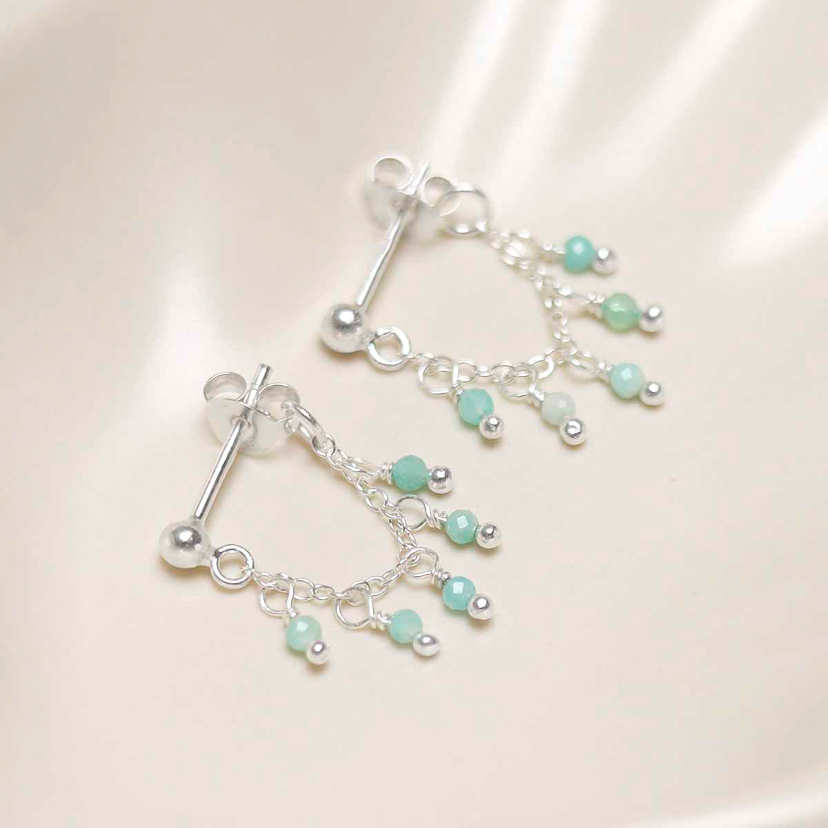 Sterling Silver Hanging Lantern Azurite Studs