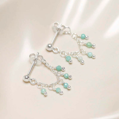 ML846E Sterling Silver Hanging Lantern Azurite Studs 1