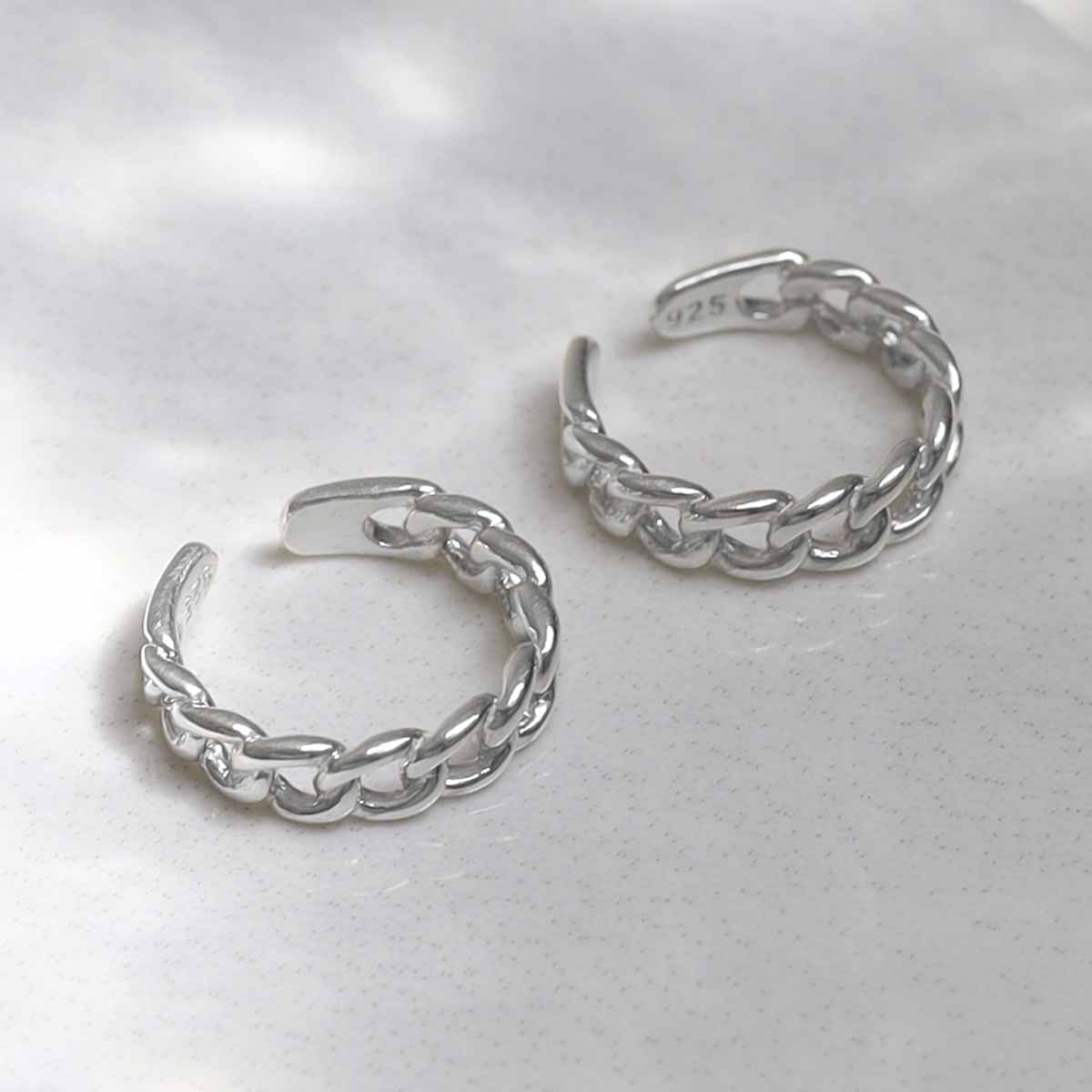 Sterling Silver Curb Chain Cuffs