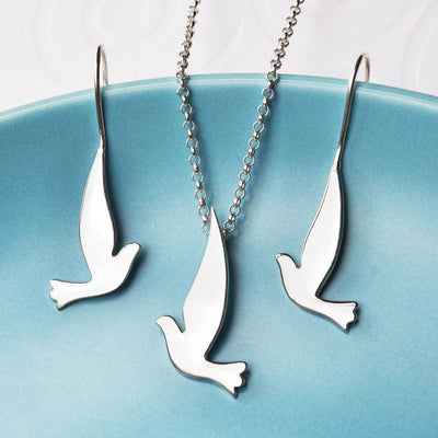 Silver Dove Necklace and Earring Set MJ0263S