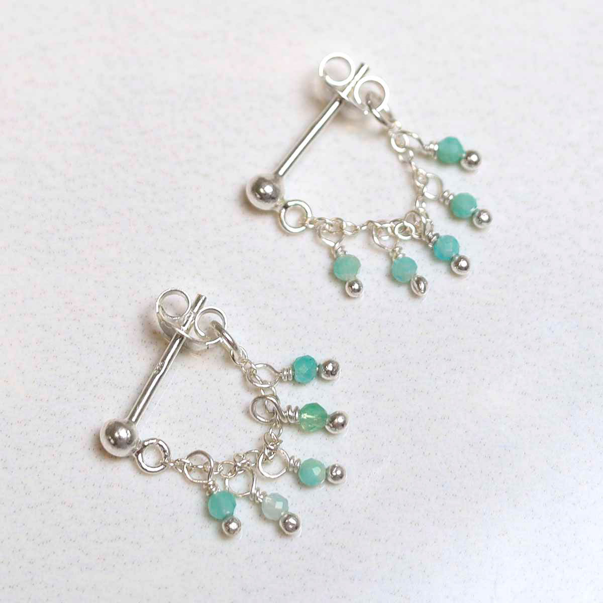 Sterling Silver Hanging Lantern Azurite Studs