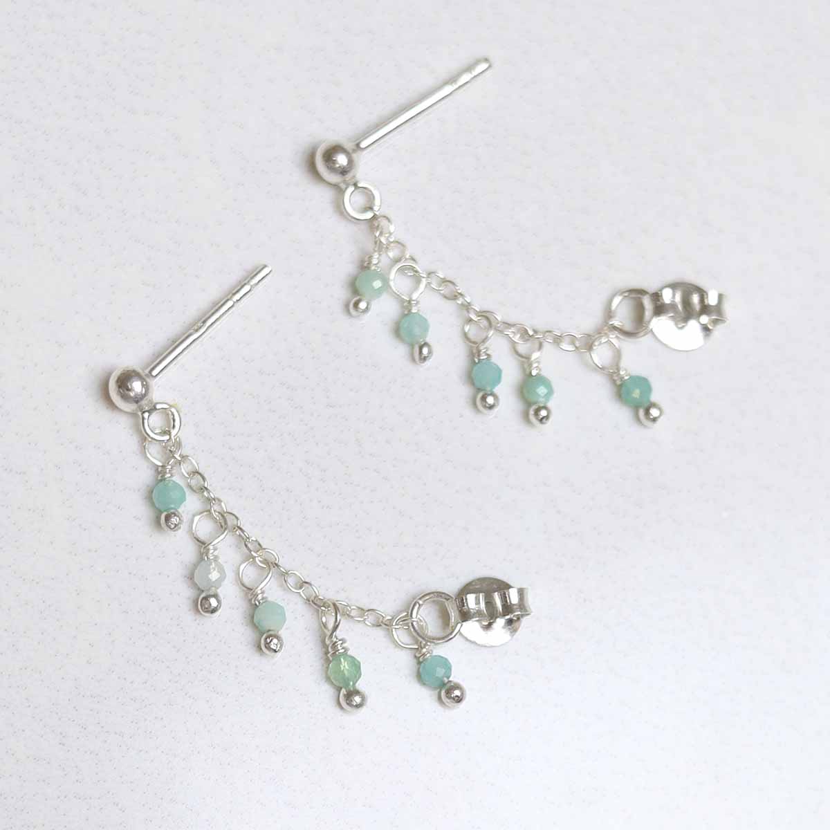 Sterling Silver Hanging Lantern Azurite Studs