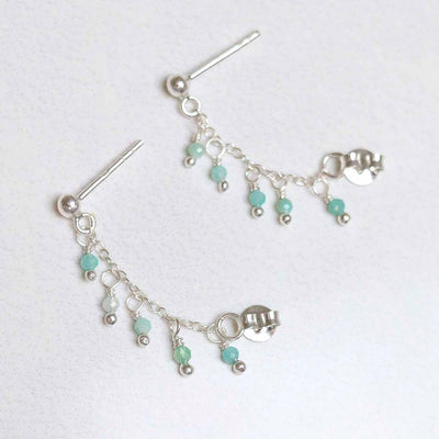 ML846E Sterling Silver Hanging Lantern Azurite Studs 2 copy