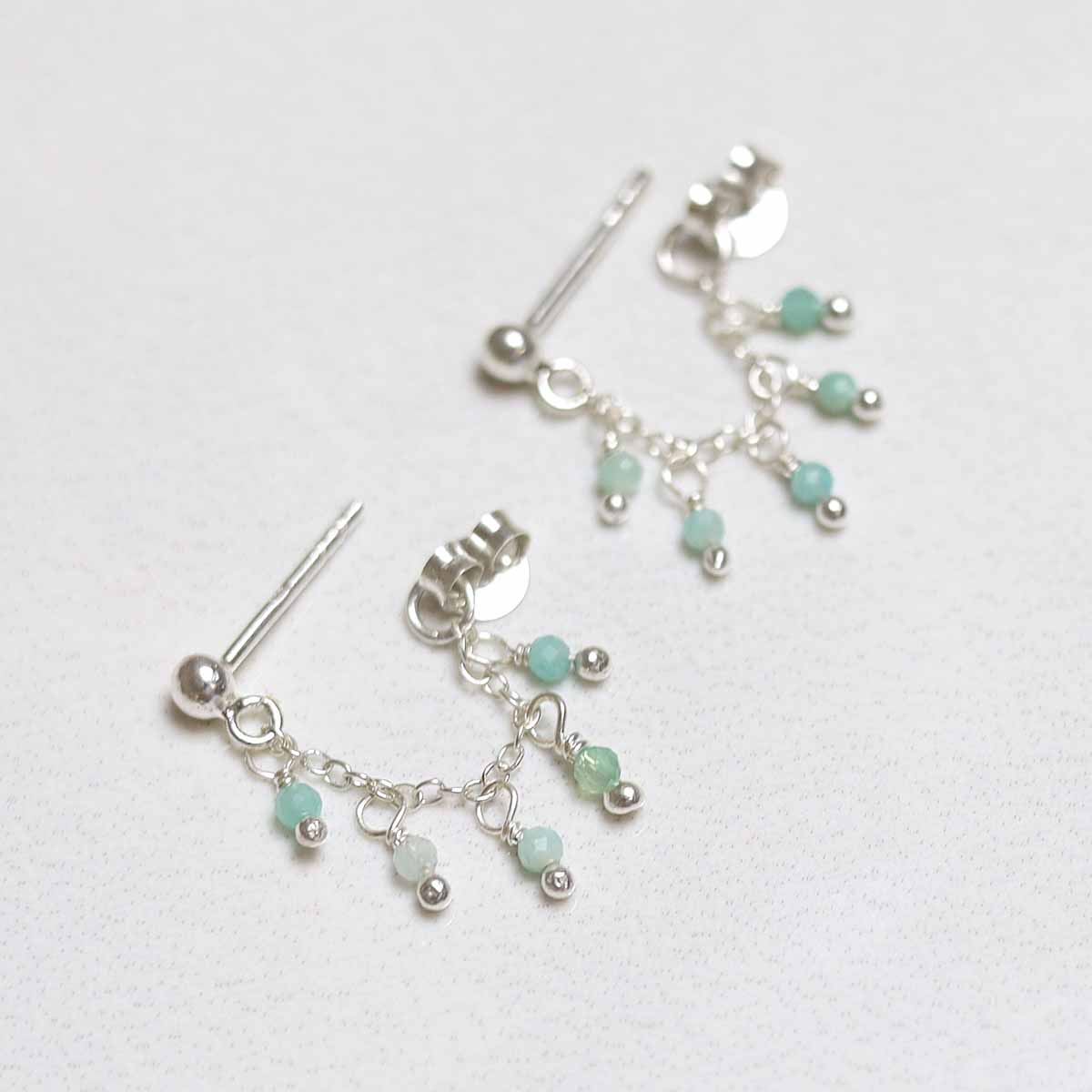 Sterling Silver Hanging Lantern Azurite Studs